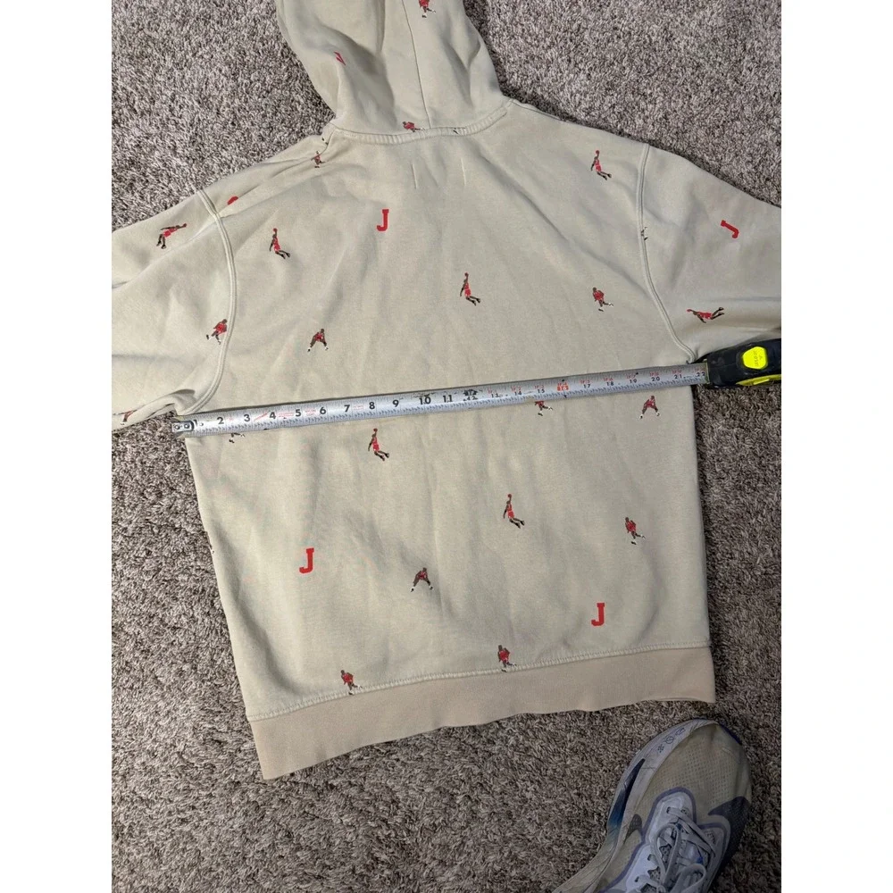 Jordan Essentials All Over Embroidered Hoodie Rattan Beige DV9392-206 Mens S